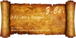 Zádori Csaba névjegykártya